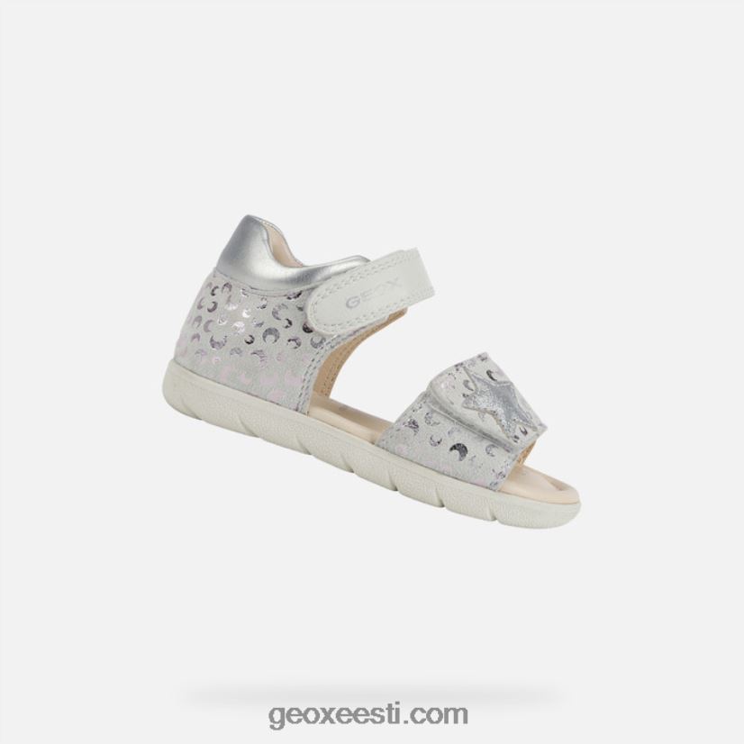 sandaal alul väikelapsJ4Z02T1599 Geox valge/hõbedane