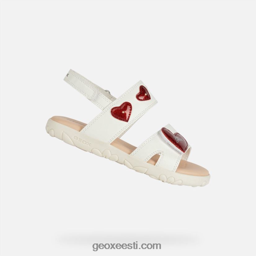 sandaalid haiti tüdrukud J4Z02T1880 Geox valge/punane